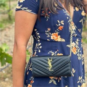 YSL Cassandre envelope black wallet on chain